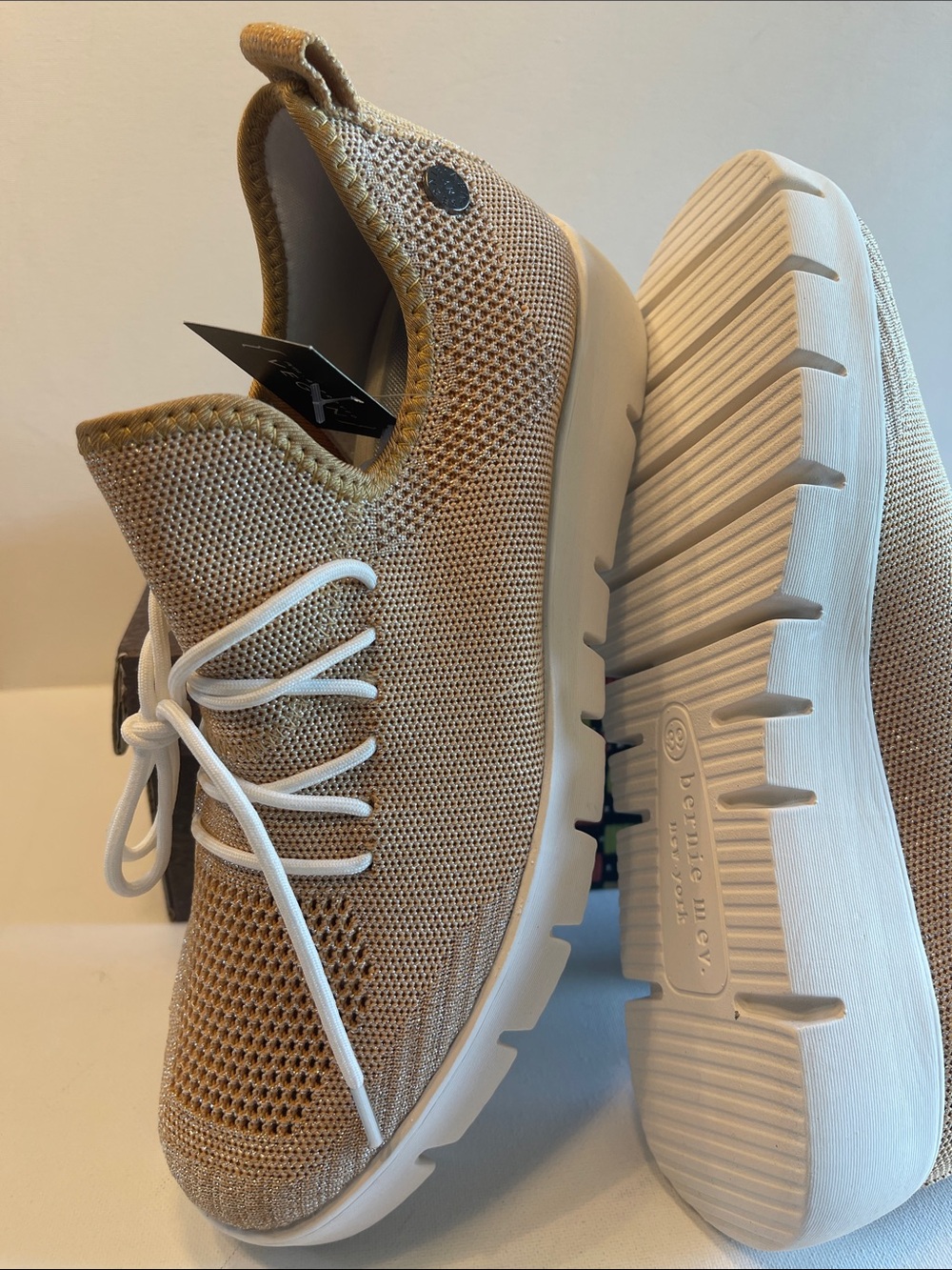 NIB BERNIE MEV NEW YORK CARA SLIP ON MEMORY FOAM SNEAKER CHAMPAGNE SHIMMER - Picture 7 of 13